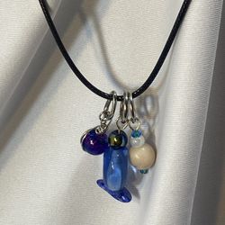 3 Handmade Pendants With Black Cord Necklace