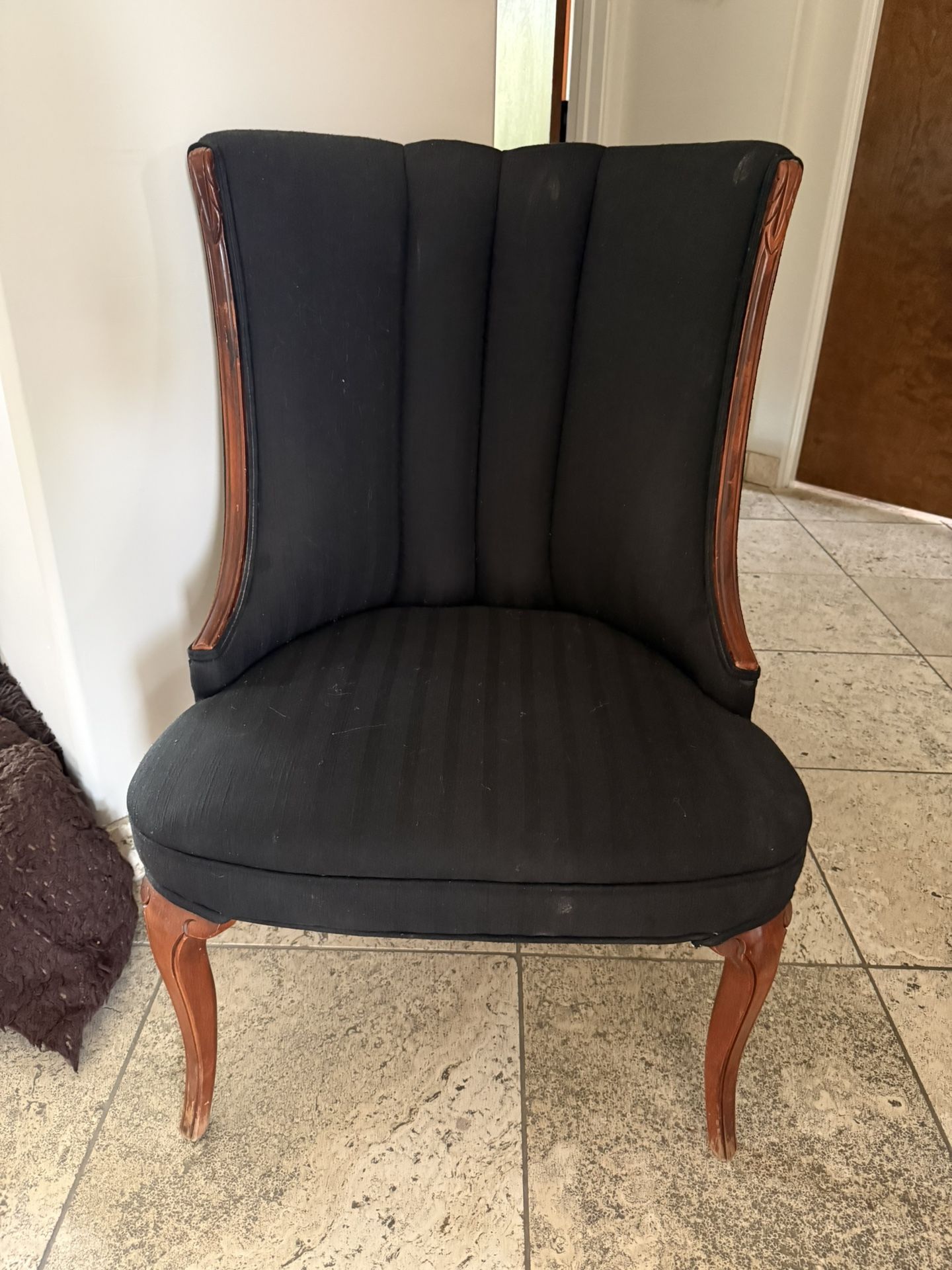 Vintage Black Louis XV Style Accent Side Chair