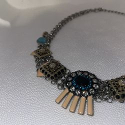 ZOE + SYD Color Treated Blue Jade Medallion Necklace