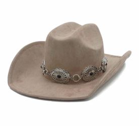 Western Festival Cowboy Hat with Concho Belt Band - Taupe