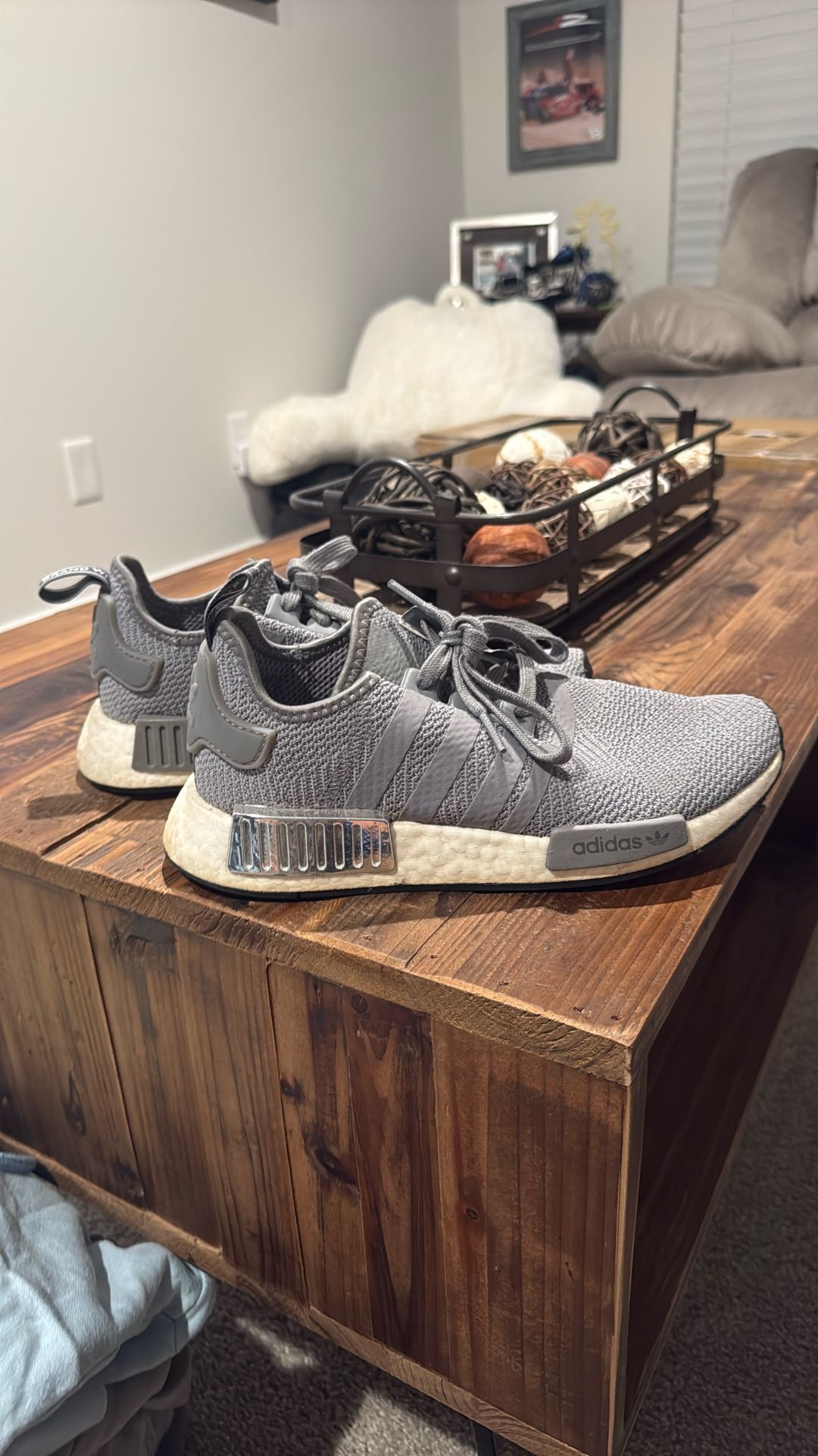 Adidas Nmd R1 Shoes Gray White Silver Women's