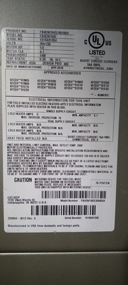 carrier air handler/fan coil 3.5 ton