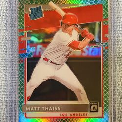 Matt Thaiss Los Angeles Angels 2020 Panini Donruss Optic Choice Rated Rookie Green Dragon Prizm /84
