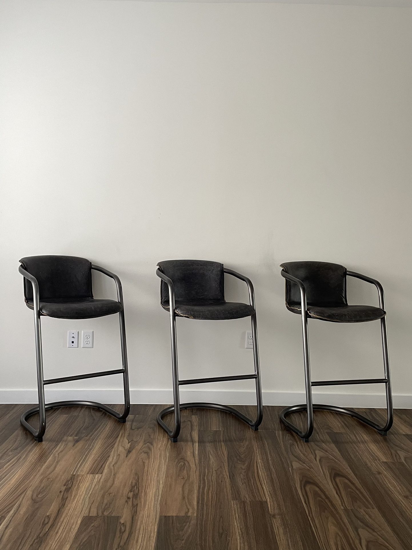 Chiavari Distressed Leather Bar Stools ($500 for 2 or $575 for 3)