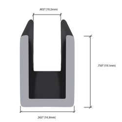 Black 3/8" Fixed Panel Shower Door Después U-channel-95" Stock Length