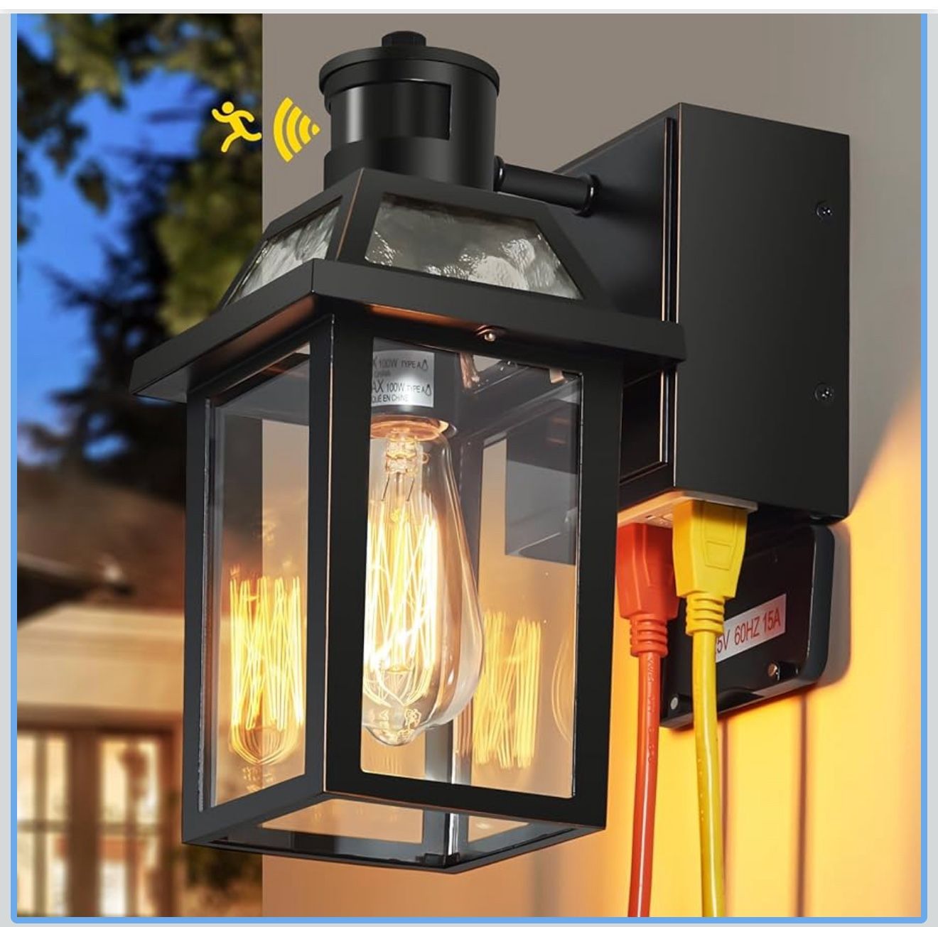 Porch Light with GFCI Outlet, Dusk to Dawn Outdoor Light