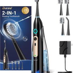 Electric Toothbrush with Water Flosser Combo, Sonic Electric Toothbrush for Adults, Cordless & Portable flossing Toothbrush for Travel, 3 Brush Modes 