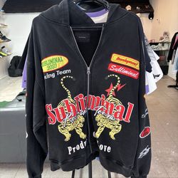 PacSun Subliminal Racing Full Zip Hoodie size large