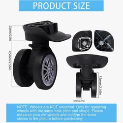 4PCS Luggage Wheels Replacement Kit, Suitcase Wheels Replacement with Screws, 360° Rotation Spinner Wheel, Mute Double Row Swivel Wheel for Luggage Su