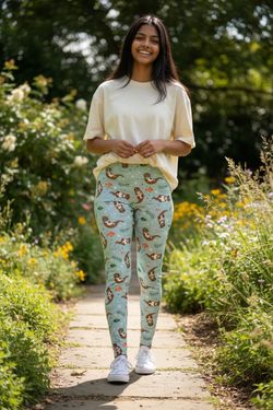 SOCIETY6 Women’s Multicolored Whimsical Sea Otter Graphic Leggings Yoga Gym Workout Pants