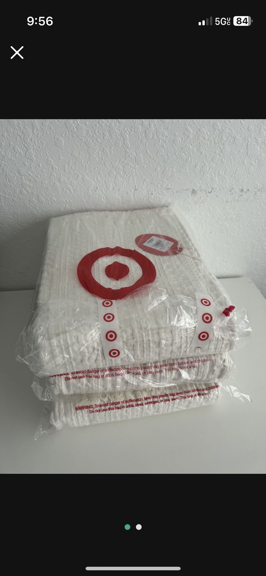 White 100% Cotton 60" x 86" Bed Throw!