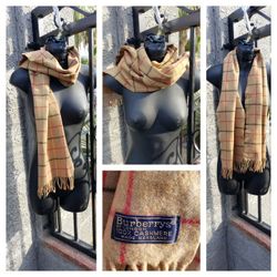 BURBERRY  CASHMERE Brown Khaki Nova Plaid Check Classic  Scarf
