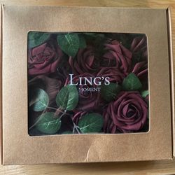 Ling's Moment Artificial Burgundy Roses 25PC