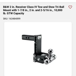 Receiver Class IV Ow And Stow Tri-ball  Mount