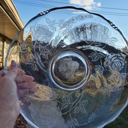 Vintage Heisey Glass Etched Roses