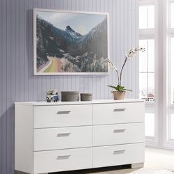 Brand New 6-Drawer Glossy White Dresser