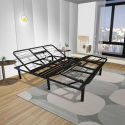 King Size Adjustable Bed Base, Steel Adjustable Bed Frame with Motorized Head and Foot Incline, Mode