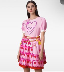 Pink Heart Print Mini Dress