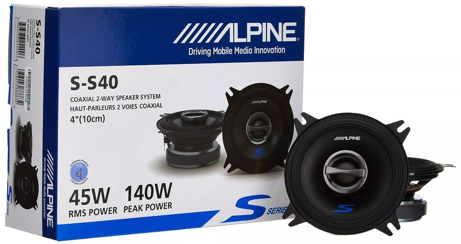 ALPINE S-S40 / S-Series 4" 2-WAY COAX SPEAKER SET (PAIR) **NEW**