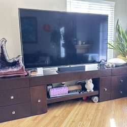 Solid Wood Entertainment Center Set (3-Piece) – Storage + Drawers