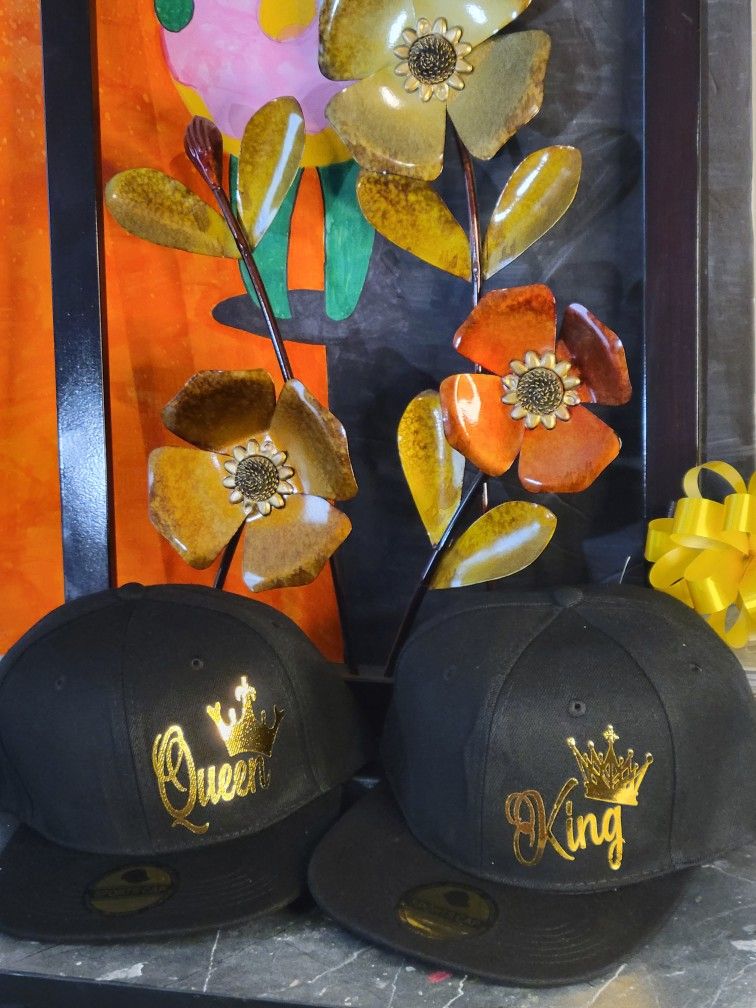 King And Queen Hat Set  ( Buy Set And Get Free  Sticker Vinyl Decal 
