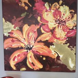 Large 40" Floral Canvas Art - D. Saint Leger
