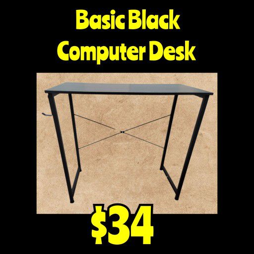 New Basic Black Computer Desk : Njft