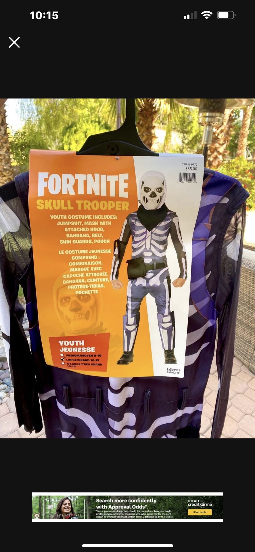 Fortnite Skull Trooper Youth Halloween Costume 