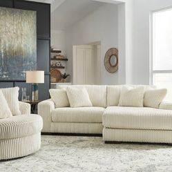 Lindyn Ivory 2-Piece RAF Chaise Sectional (Couch Sofa Loveseat Options 
