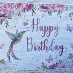 MEHOFOND 7x5ft Hummingbird Birthday Backdrop Spring Watercolor Floral Background