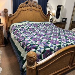 Bed King Canopy Bed - 2 - 3 Drawer Night Stands, a Full 10 Drawer Dresser
