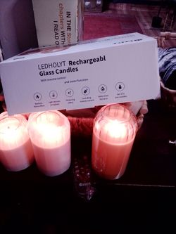 LEDHOLYT Rechargeable Glass LED Candles Set of 3