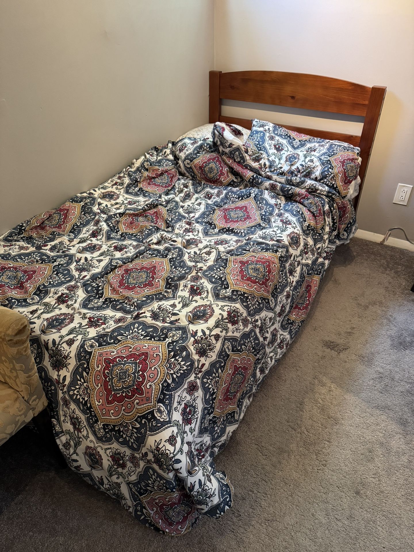 Twin bed, storage bed, frame, and mattress