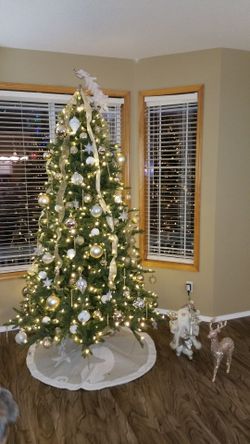 Full Holiday Set: 8ft Pre-Lit Christmas Tree & Complete Premium Decor Bundle (Includes Storage Bins!)