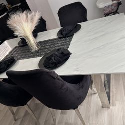 Marble Table With 6 Chairs 
