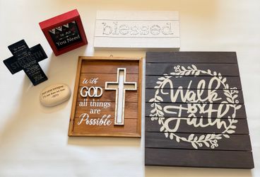 6-Piece Farmhouse Christian Wall Art & Home Decor Bundle – Whole Lot!