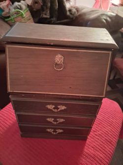 VINTAGE WOODEN JEWELRY BOX, MADE IN JAPAN 