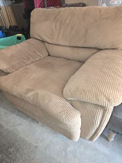 Beige Corduroy Fabric Loveseat Sofa