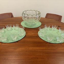 1960s Heisey Punch Bowl Set with 16 Cups