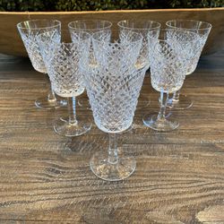 8 WATERFORD CRYSTAL WATER GOBLETS - ALANA PATTERN