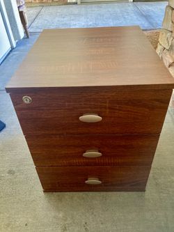 WOOD THREE DRAWER OFFICE / HOME CABINET 19”tall 18.5”length 16”wide