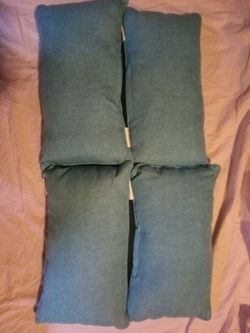 Set of 4 Flannel Texture Aqua Outdoor Throw Pillows