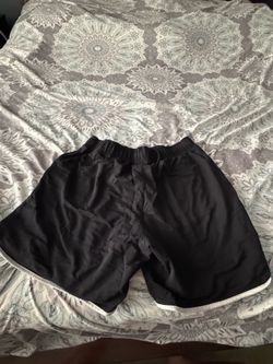 NFQ. Women’s Black Athletic Shorts with White Trim, Elastic Waist, Drawstring