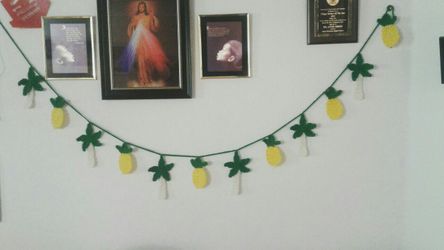 MTO Handmade Crochet Pineapples and Palm Trees Garland