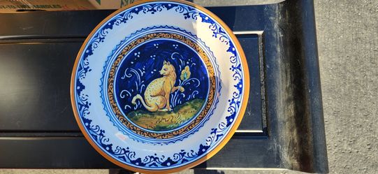 Vintage Hand-Painted Luca della Robbia Florence Majolica Wall Plate – Whimsical Cat Motif (9.75") #7