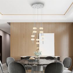 Double Spanish Alabaster Dimmable Integrated LED Round Chandelier BRAND NEW