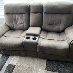 Faux Leather Reclining Loveseat and Couch