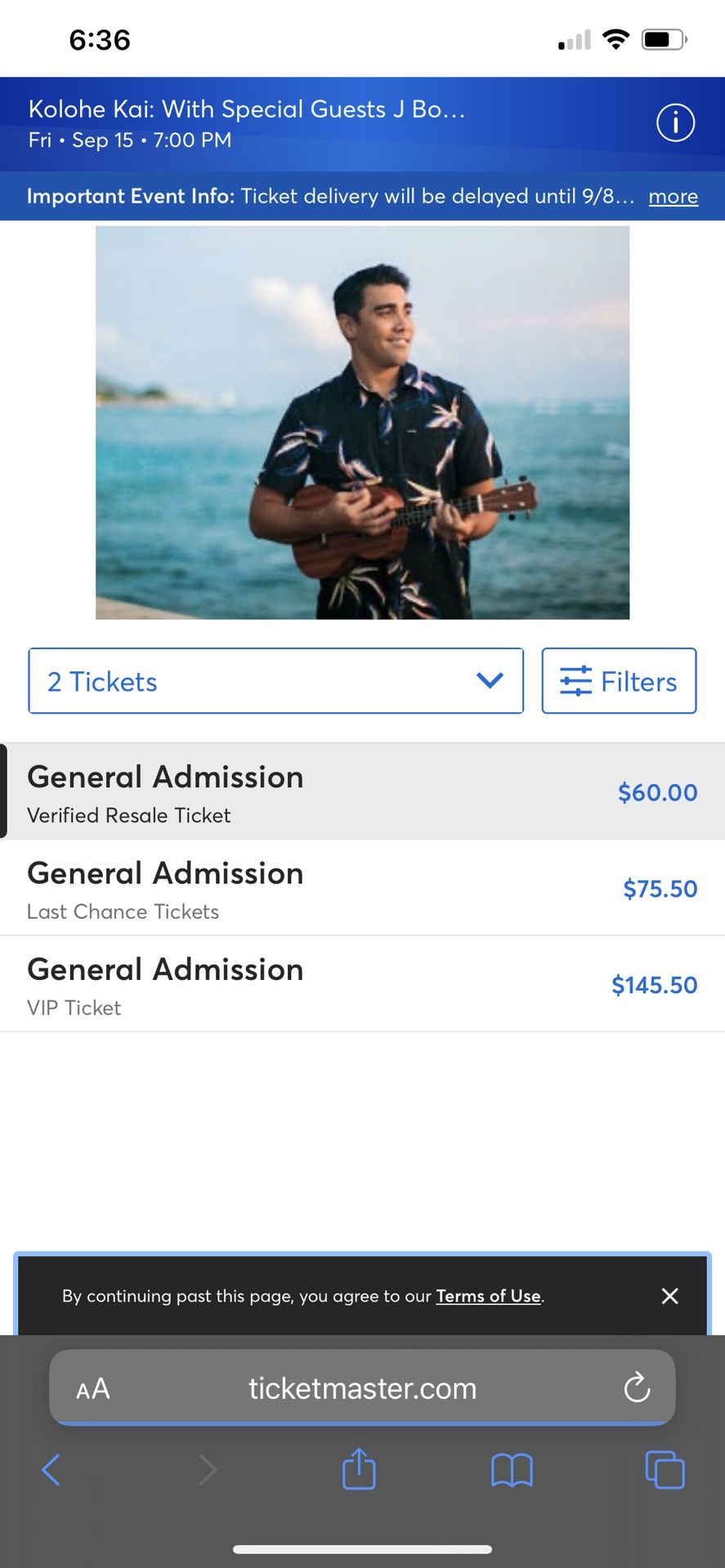 2 Tickets For Kolohe kei