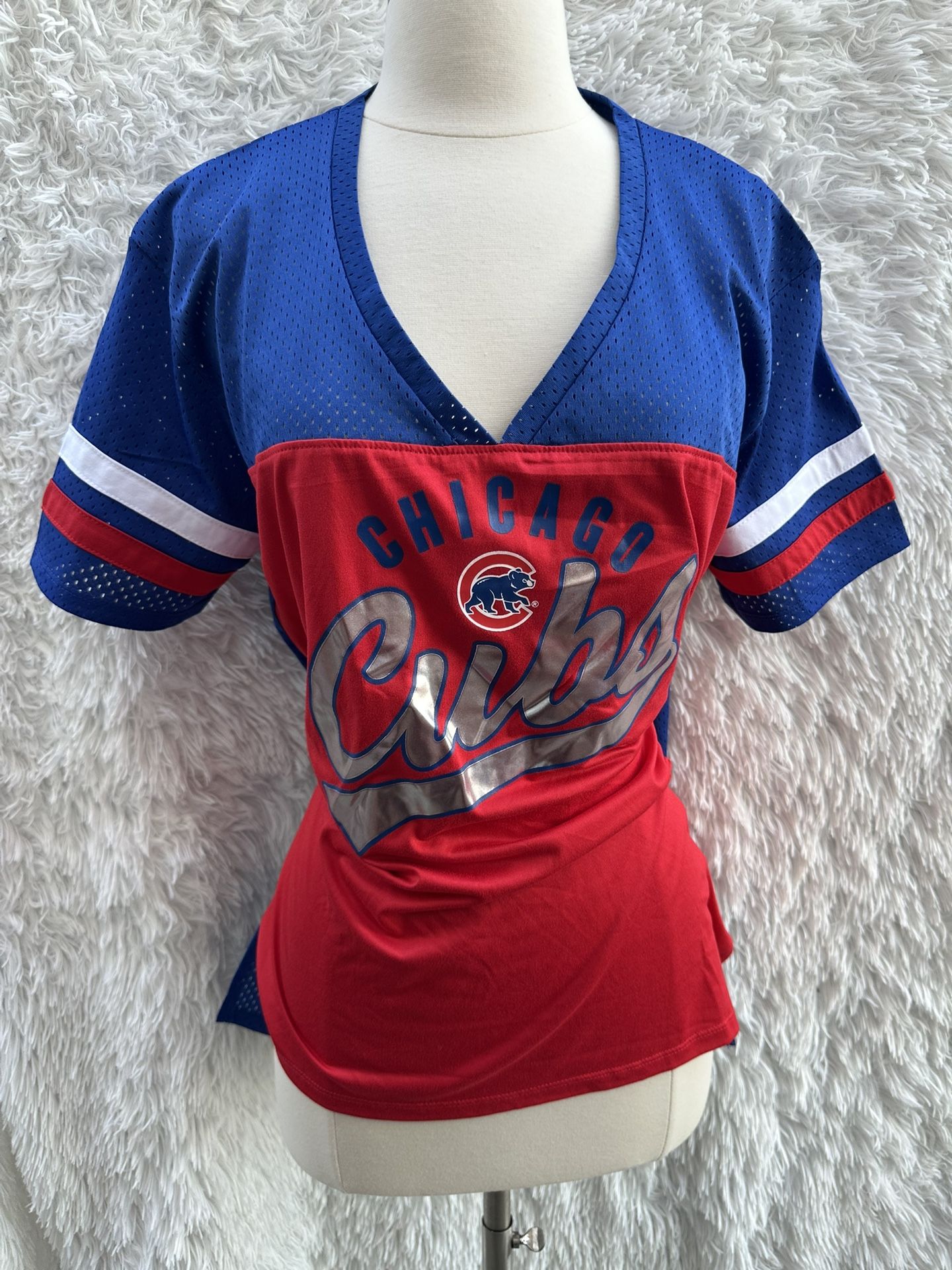New Majestic women Chicago Cubs V-Neck Jersey top