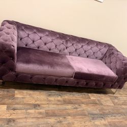 Purple Velvet Chesterfield Sofa w/ Lucite Legs, Glam Statement Piece. PICK UP TODAY